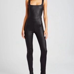 NEW SER.O.YA viper coated denim jumpsuit  in coated black size M